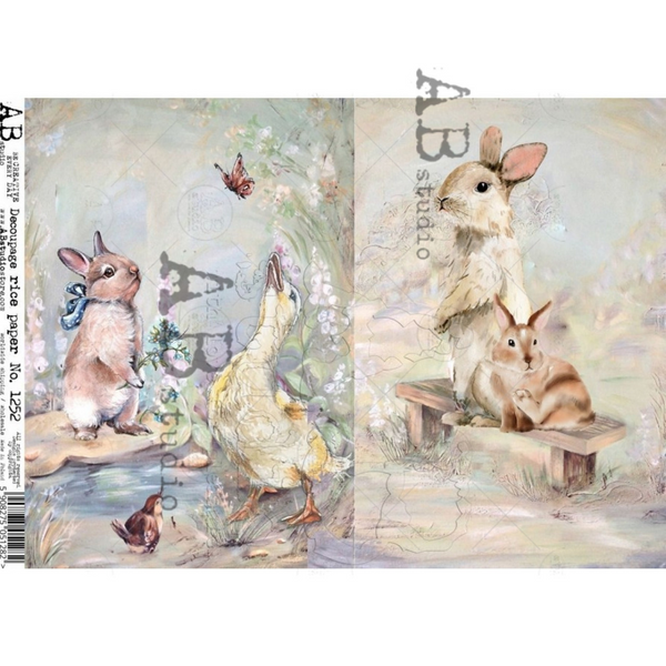 Easter Bunnies 2-up A4 Decoupage Rice Paper