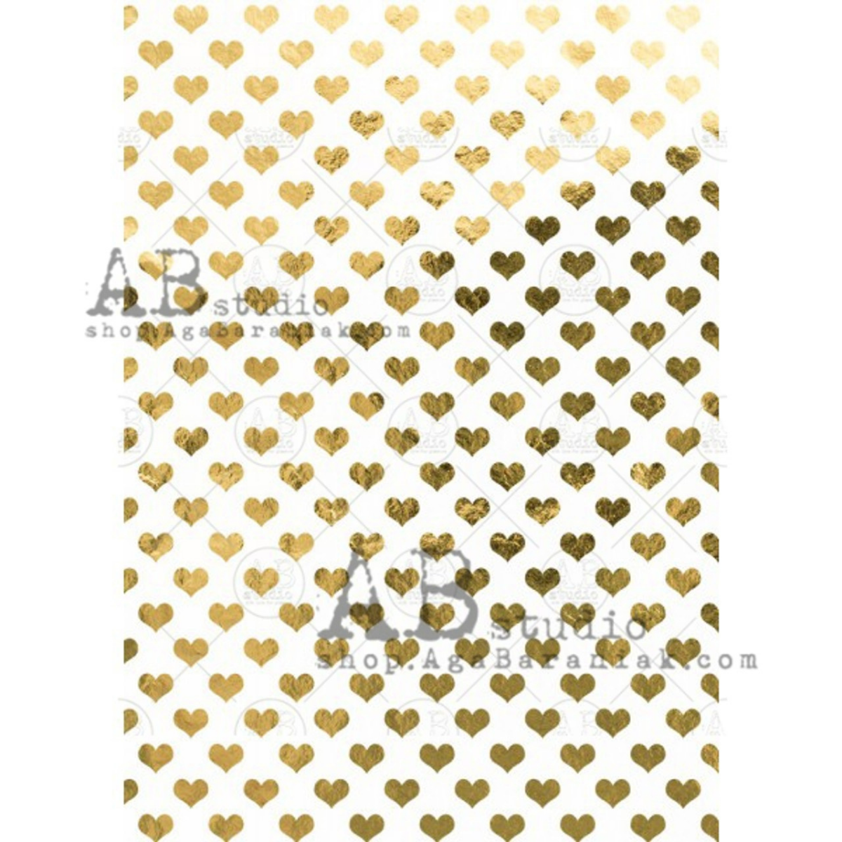 Gold Hearts Gilded A4 Rice Paper