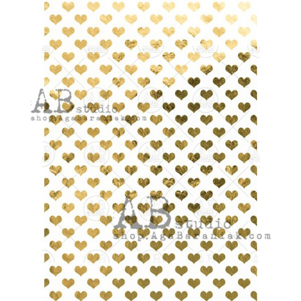 Gold Hearts Gilded A4 Rice Paper
