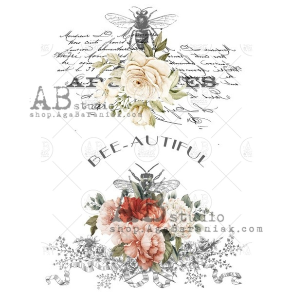Large Rose Labels A4 Rice Paper No. 674