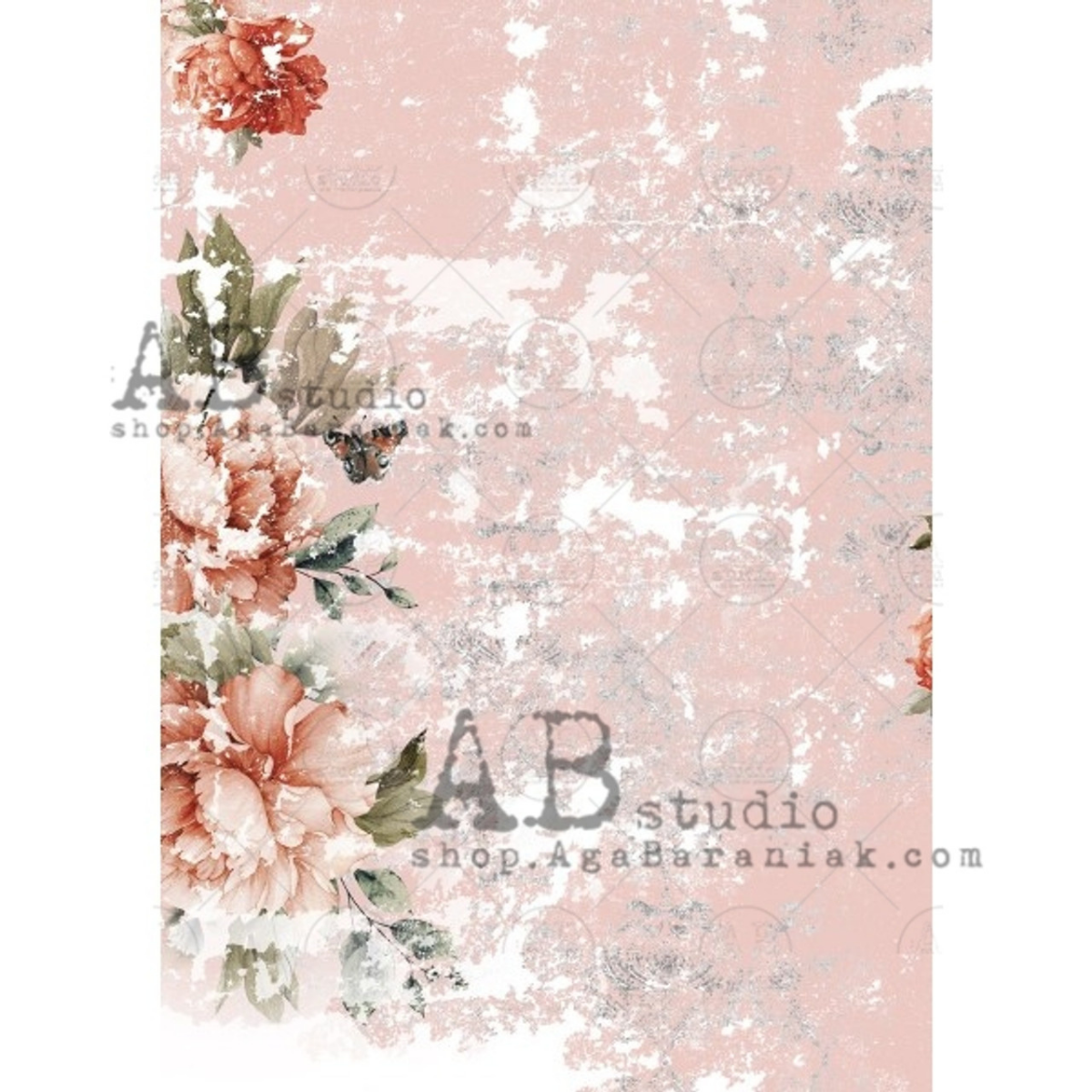 Pink Grunge A4 Rice Paper No. 685