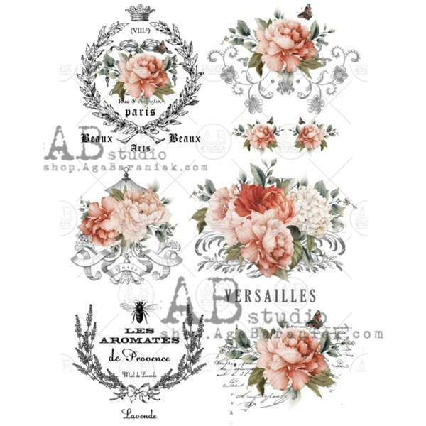 Rose Labels A4 Rice Paper No. 676