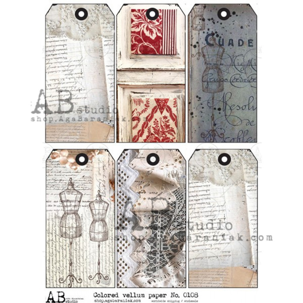 Vintage Mannequin Tags A4 Vellum Paper