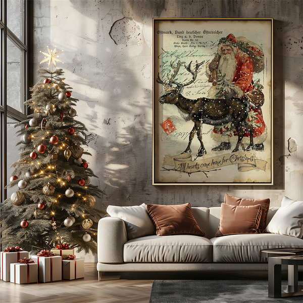 All Hearts Come Home for Christmas 44x60 Canvas Wall Tapestry