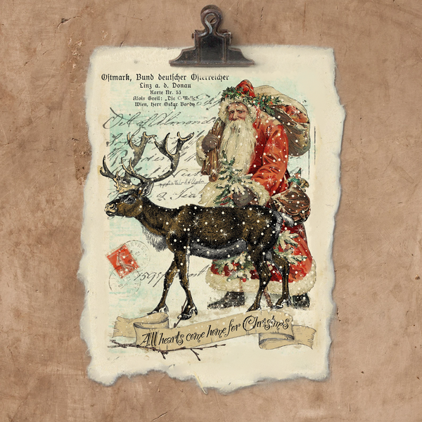 All Hearts Come Home for Christmas Art Print on 12x16 Handmade Paper