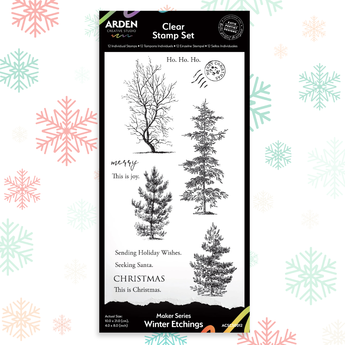 Winter Etchings 4x8 Clear Background Stamp | Maker Series