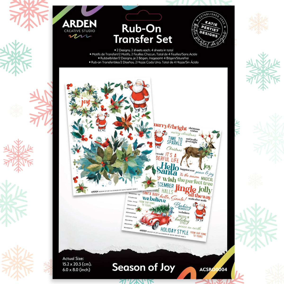 Season of Joy 6in x 8in Rub-On Transfer Set