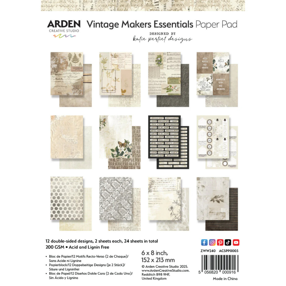 Vintage Maker Essentials 6x8 Paper Pad