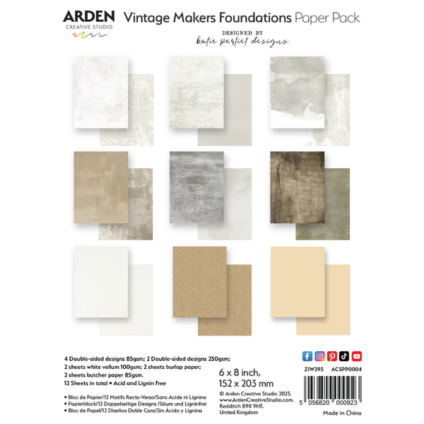 Vintage Maker Foundations 6x8 Paper Pad