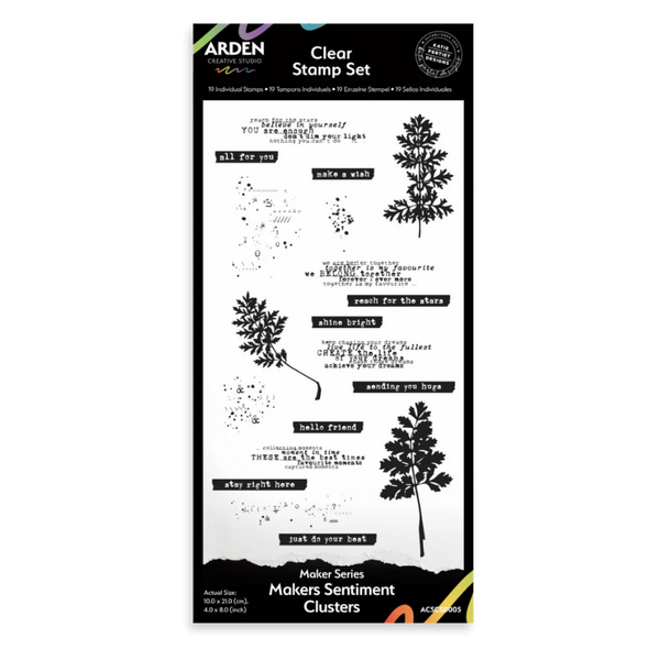 Sentiment Clusters 4x8 Clear Stamp Set | Vintage Maker Series