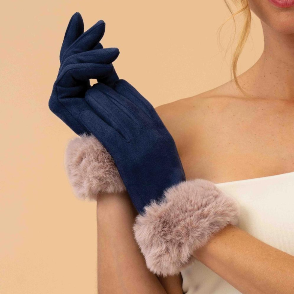 Navy & Taupe Bettina Gloves {clearance}