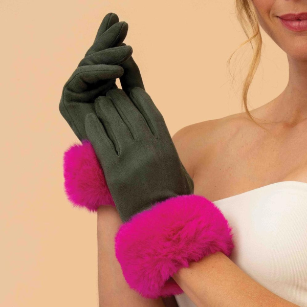 Olive & Magenta Bettina Gloves {clearance}