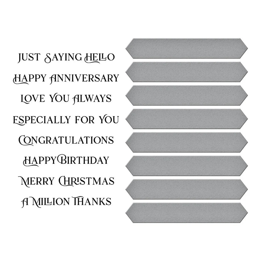 Fancy Sentiment Strips Press Plate + Die Set