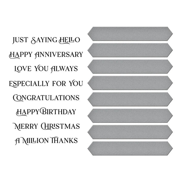 Fancy Sentiment Strips Press Plate + Die Set