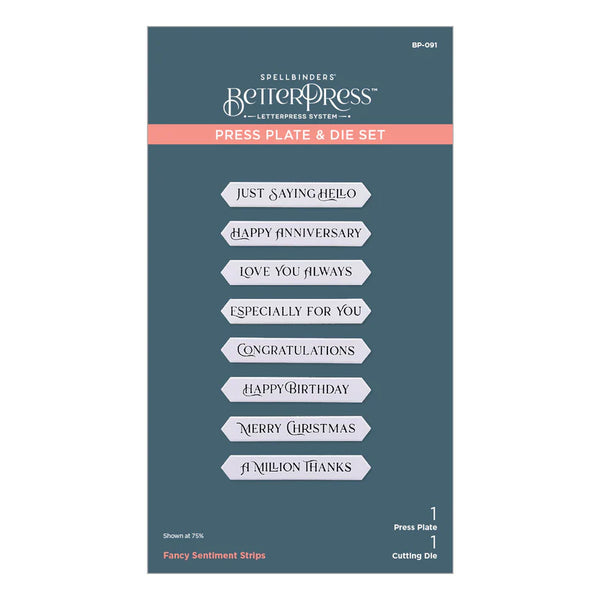 Fancy Sentiment Strips Press Plate + Die Set