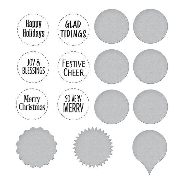 Festive Circle Sentiments Press Plates + Die Set | Lisa Horton