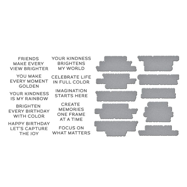 Reel Color Sentiments Press Plate + Die Set | Take Note Collection