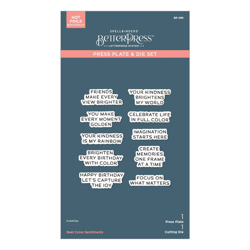 Reel Color Sentiments Press Plate + Die Set | Take Note Collection