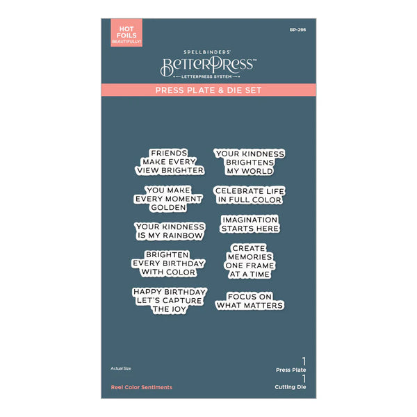 Reel Color Sentiments Press Plate + Die Set | Take Note Collection