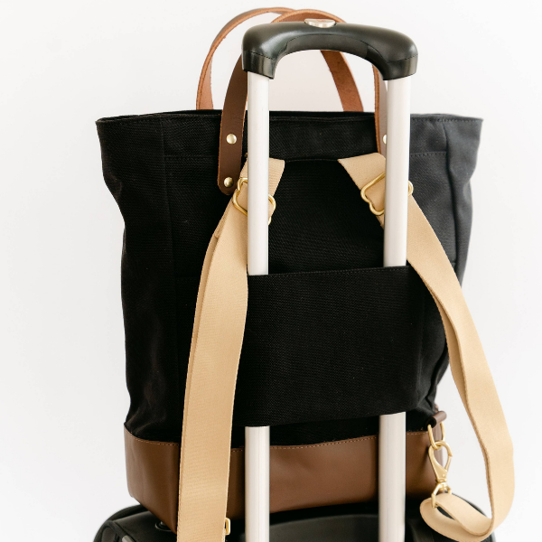 Baker Signature Black Canvas + Brown Leather Backpack {clearance}