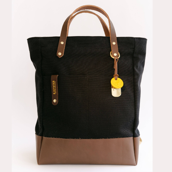 Baker Signature Black Canvas + Brown Leather Backpack {clearance}
