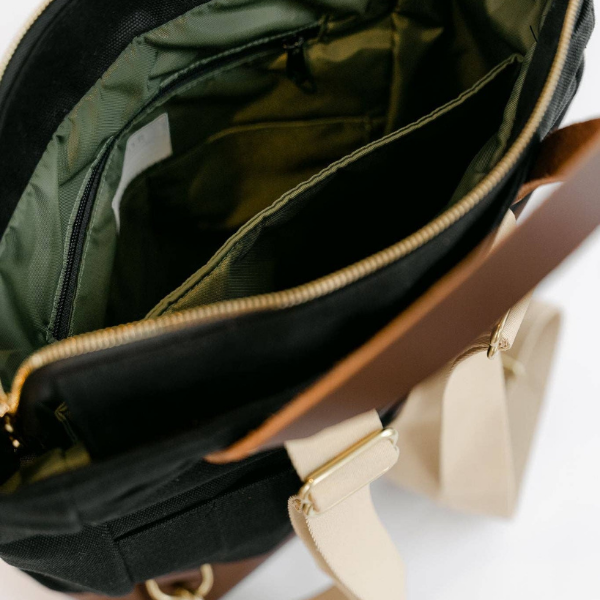 Baker Signature Black Canvas + Brown Leather Backpack {clearance}