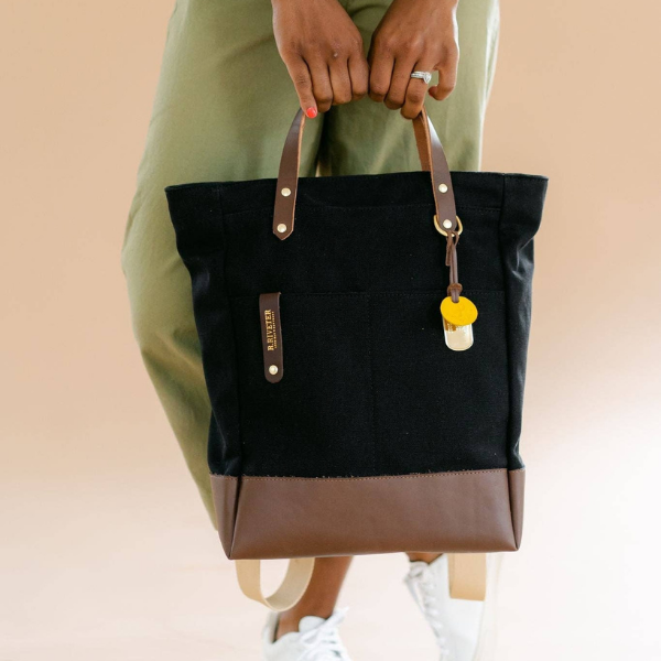 Baker Signature Black Canvas + Brown Leather Backpack {clearance}