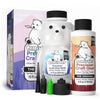 A product image featuring a bottle of Bearly Art Precision Craft Glue with a bear-themed design, alongside a smaller bottle of refill, a tip kit, and packaging box. The glue is white with a cartoon bear face, and the additional bottles and tips are shown in front of a blue and pink background.
