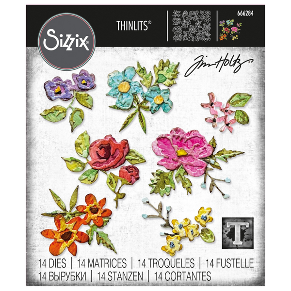 Brushstroke Mini Flowers Thinlits Die Set | Tim Holtz