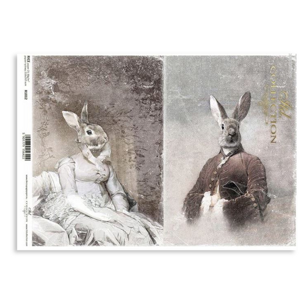 Bunny Portraits 4 A4 Decoupage Rice Paper