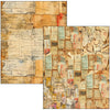Collage of vintage documents with text and images on a textured background