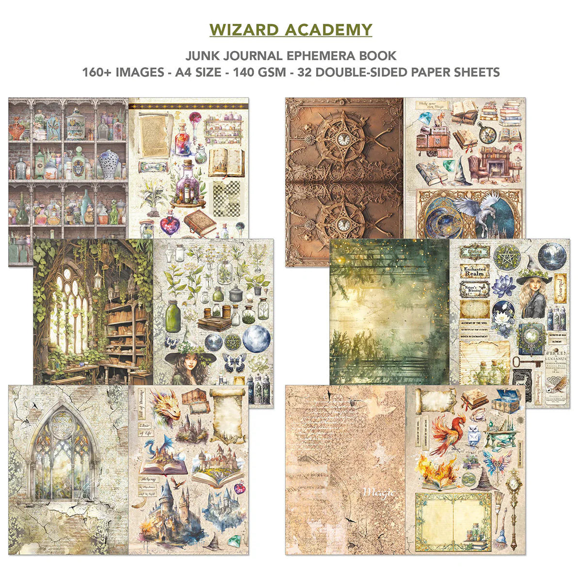 Wizard Academy A4 Junk Journal & Ephemera Book