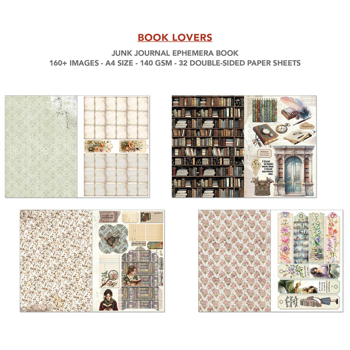 {back soon!} Book Lovers Junk Journal + Ephemera Book