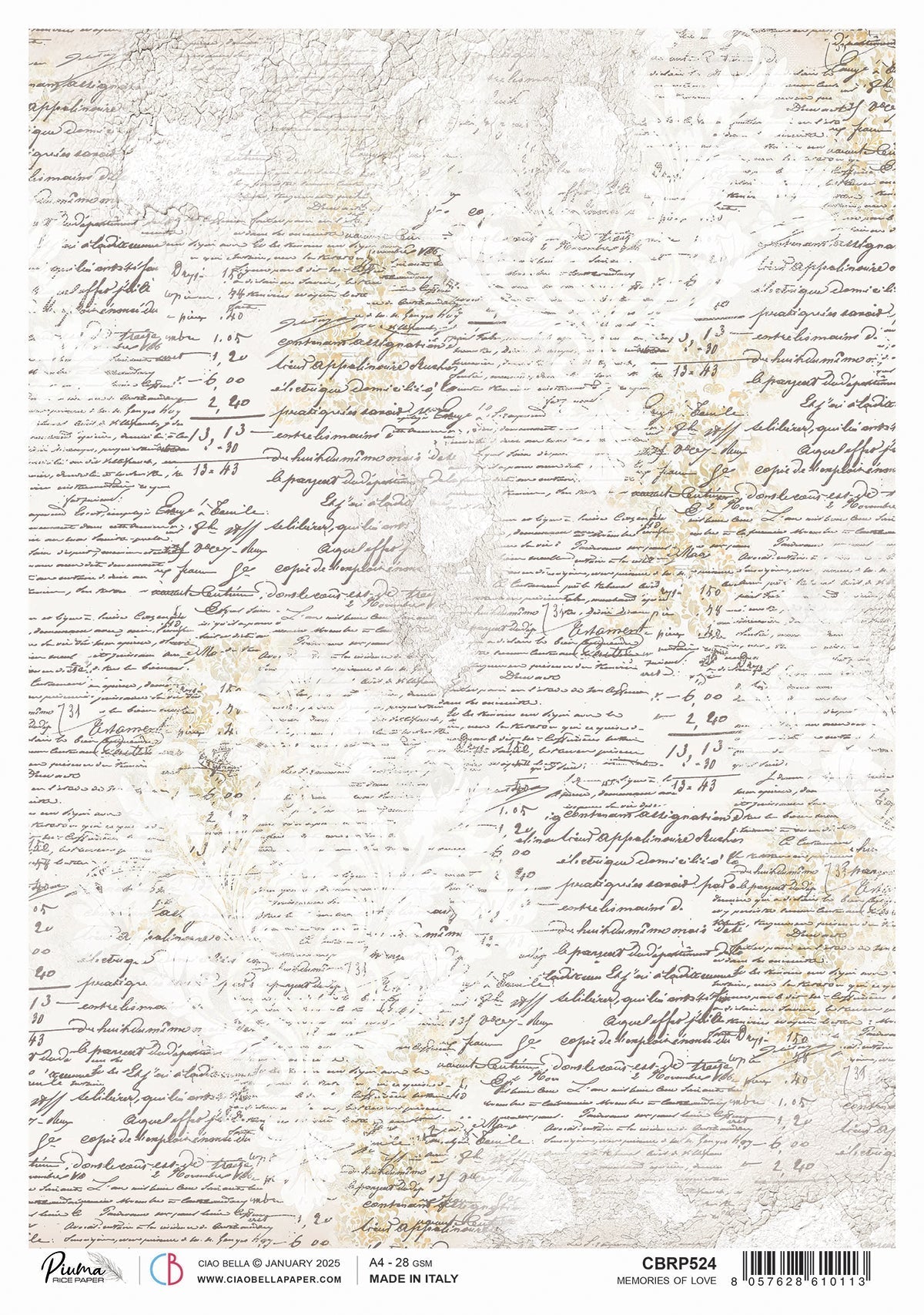 Memories of Love A4 Rice Paper