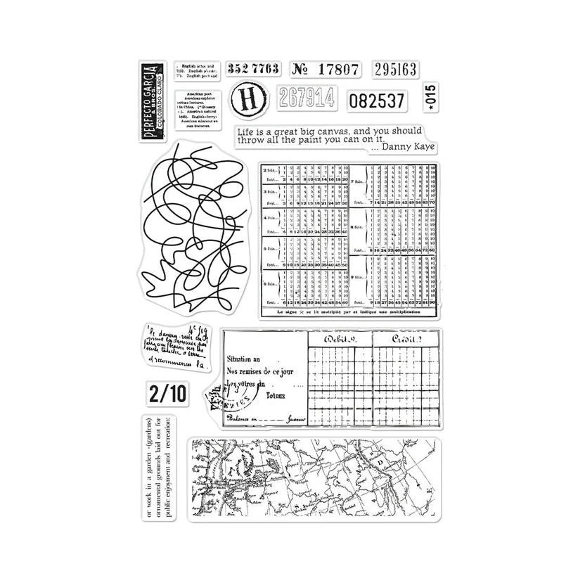 Vintage Map & Ledger Clear Stamp Set
