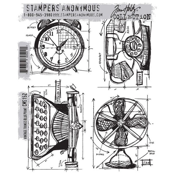 Vintage Things Blueprints Cling Stamp Set | Tim Holtz