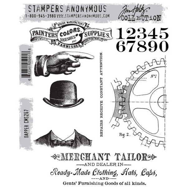 Dapper Cling Stamp Set | Tim Holtz