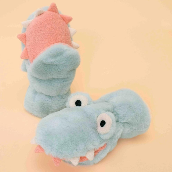 Pale Blue Kids Goofy Monster Fluffy Mittens