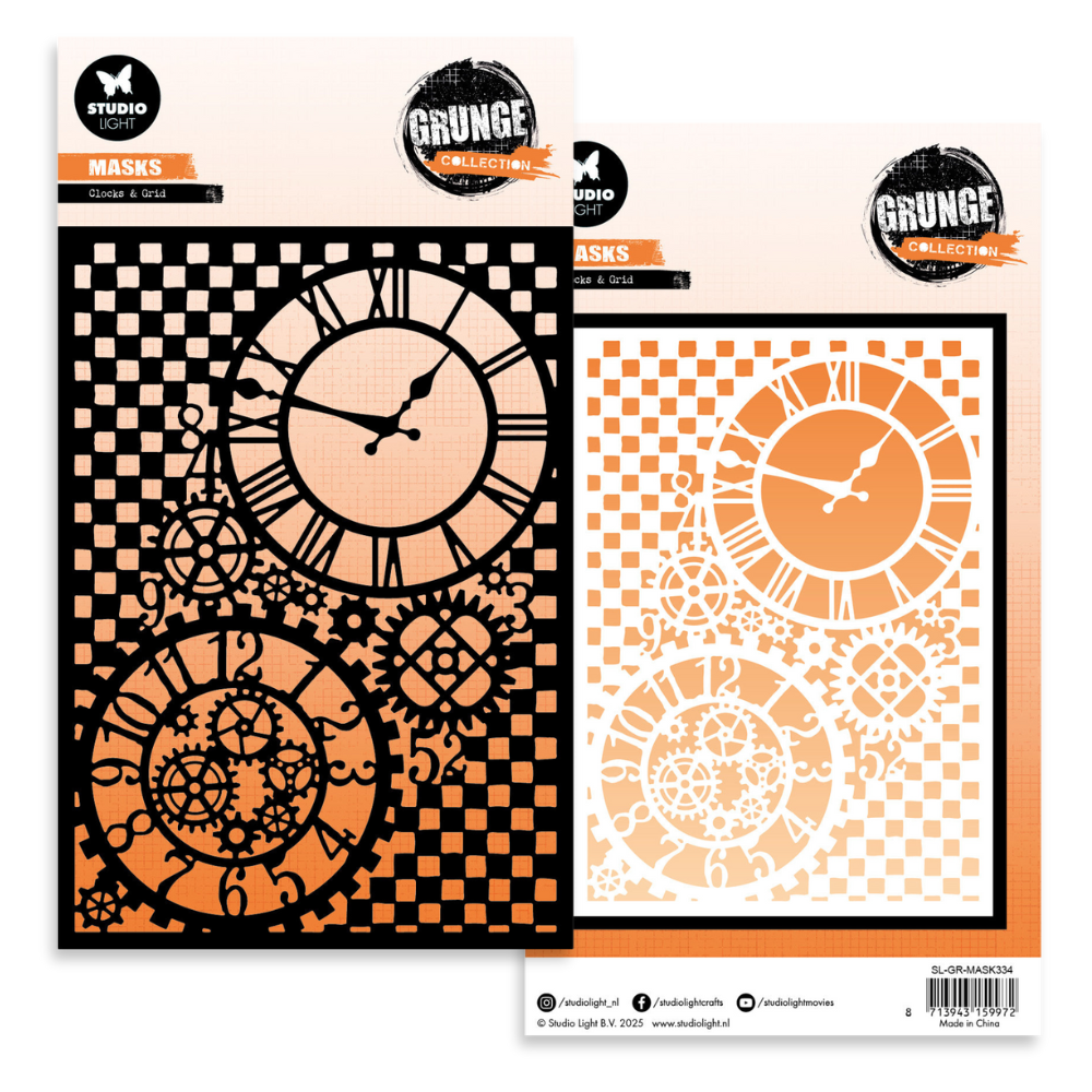 Clocks & Grid Mask Stencil | Grunge Collection