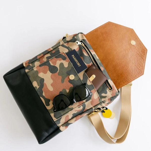 Corbin Riveter Camo Canvas + Leather Convertible Backpack {clearance}