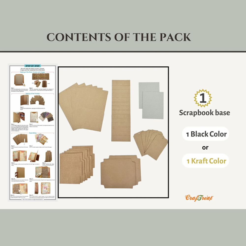Accordion Hinge Book Scrapbook Blanks | Black or Kraft