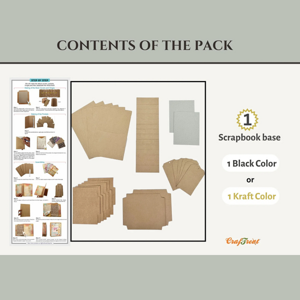Accordion Hinge Book Scrapbook Blanks | Black or Kraft