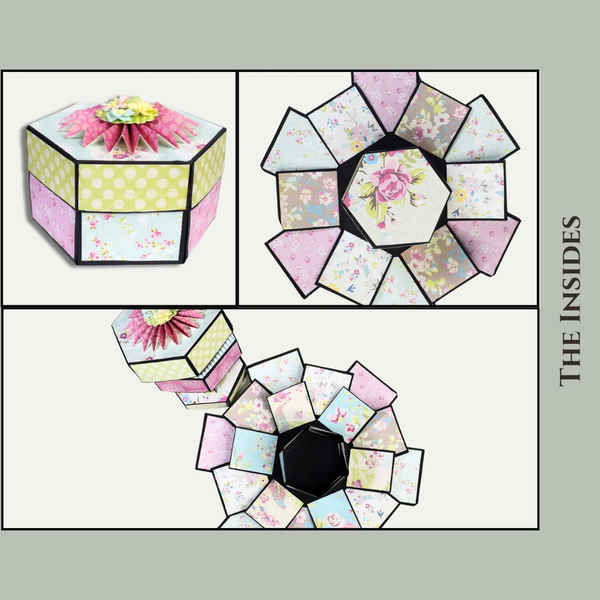 Hexagon Explosion Box Scrapbook Blanks | Black + Kraft