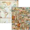 Collage of vintage travel tickets and a world map on a white background