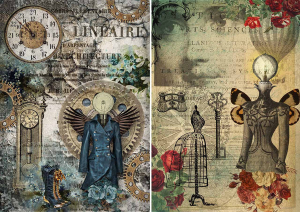 Papier de riz Steampunk Sisters A4