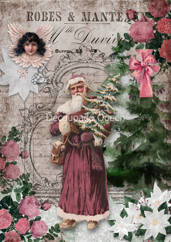 Shabby Santa Rice Paper {multiple sizes}