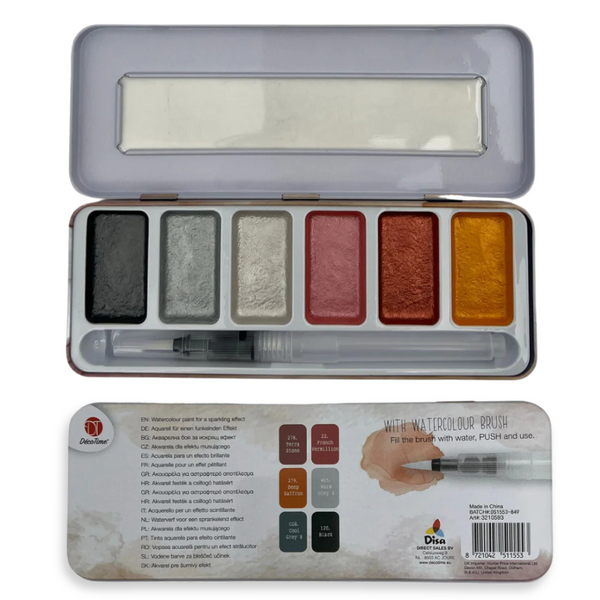 Metallic Watercolor Paint + Brush Sets