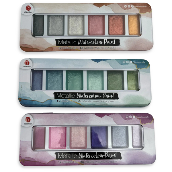 Metallic Watercolor Paint + Brush Sets
