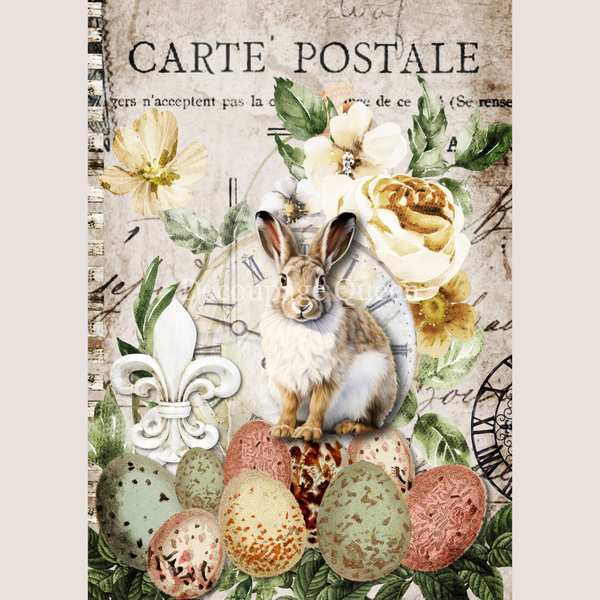 Easter Postcard A4 Decoupage Rice Paper