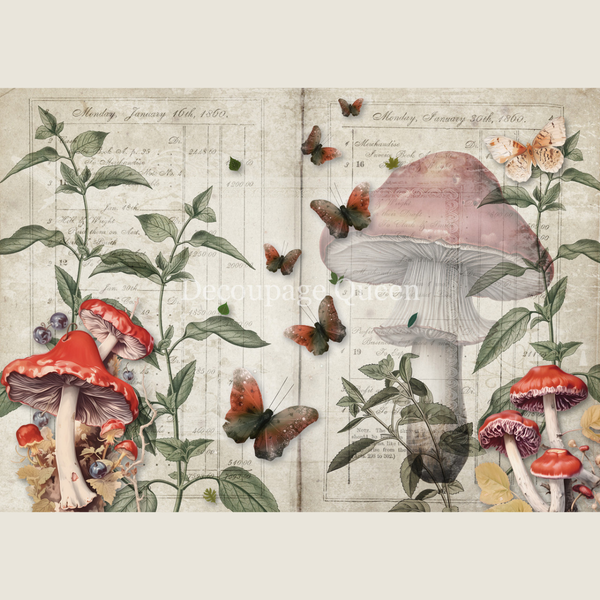 Mushroom Fantasy A4 Decoupage Rice Paper